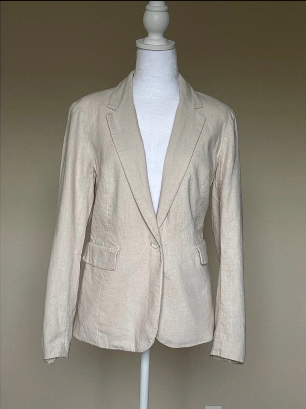 Cato Cream Single-Button Notched Lapel Blazer